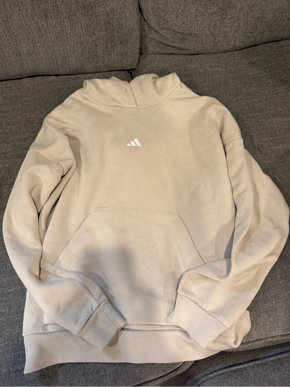 Adidas Beige Logo Hoodie Sweatshirt